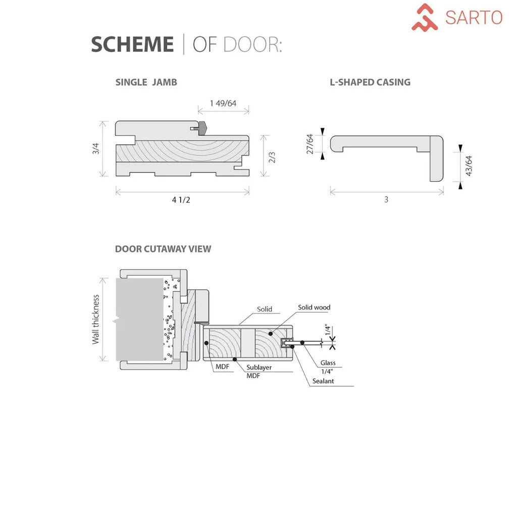 Solid French Double Doors 48 x 80 inches Oak with Frosted Glass Wood Solid Panel Frame Trims P79383