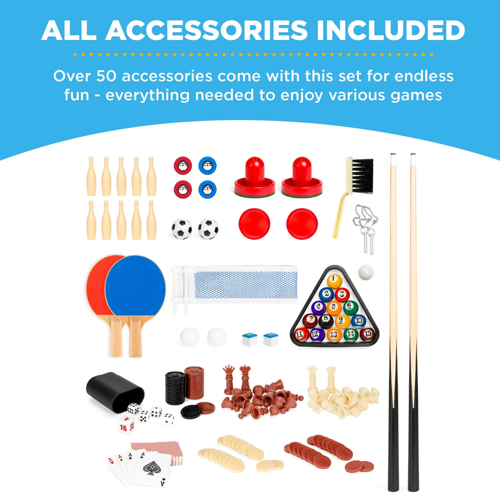 10-in-1 Combo Game Table Set with Hockey, Foosball, Pool, Shuffleboard, Ping Pong S676