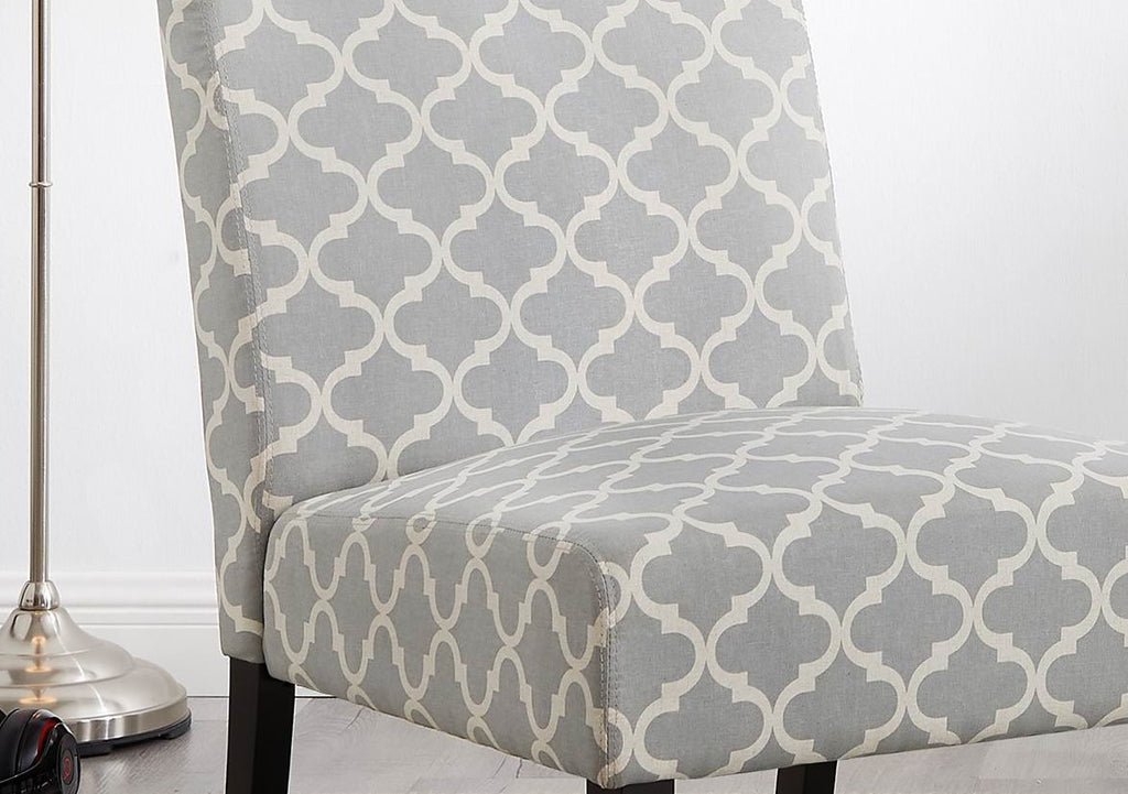 3Pc Set Gray Fabric Upholstery Side Table and 2 Chairs X745