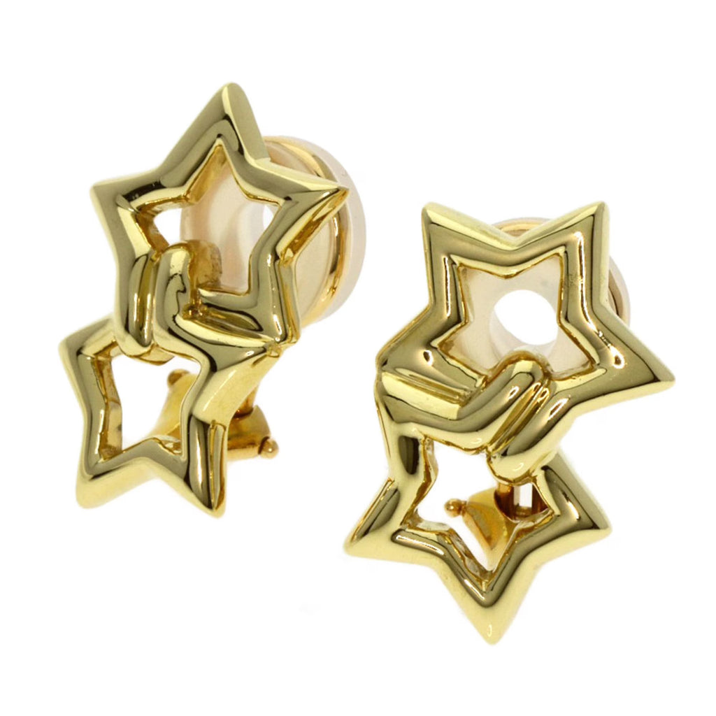Double Star Earrings K18 Yellow Gold F33686