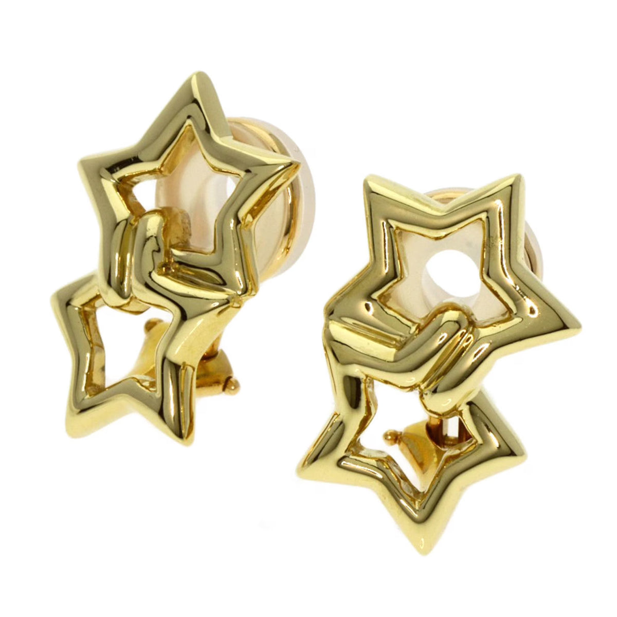 Double Star Earrings K18 Yellow Gold F33686