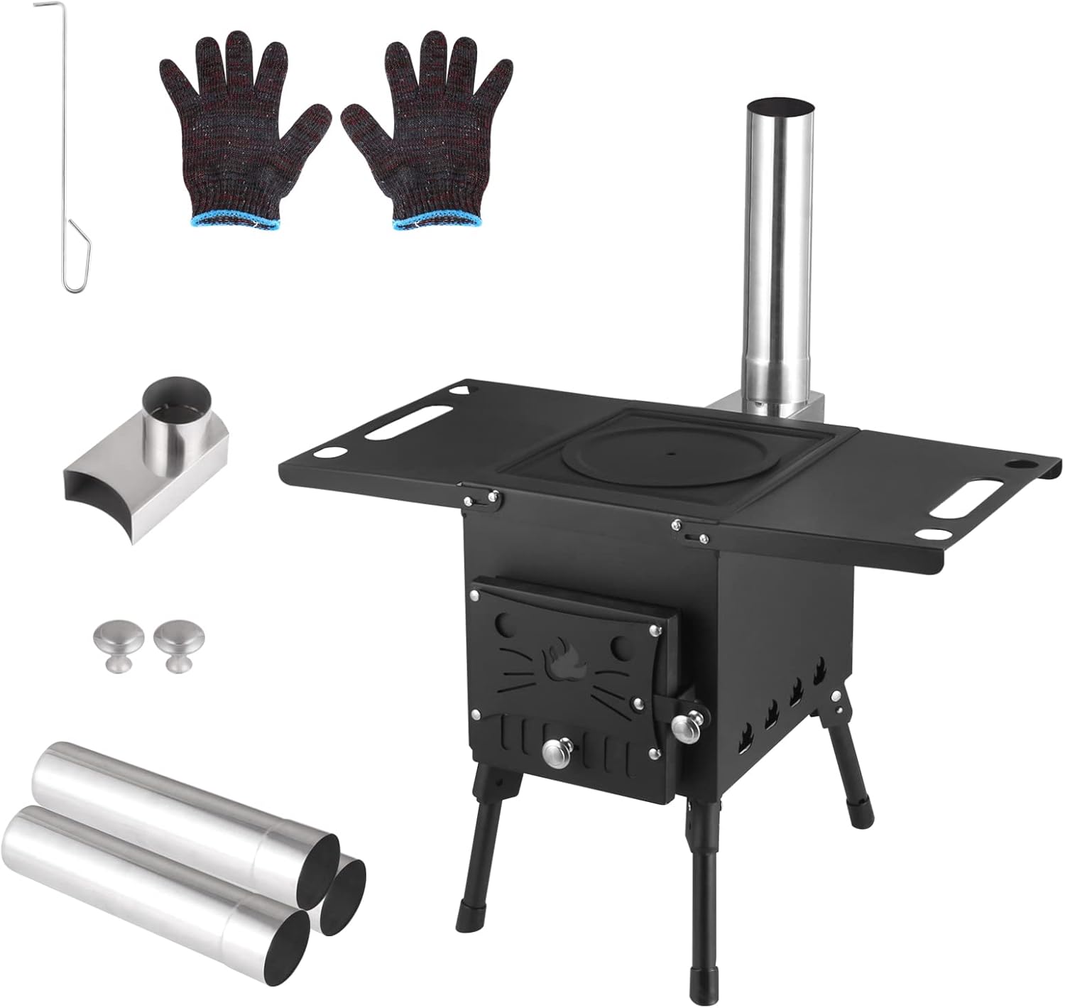 Portable Wood Burning Stove with Chimney Pipe M842111