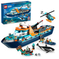 LEGO City Arctic Explorer Ship Building Toy Set with Floatable Boat, Helicopter, Dinghy, ROV Sub, Viking Shipwreck, 7 Minifigures and Orca X203208