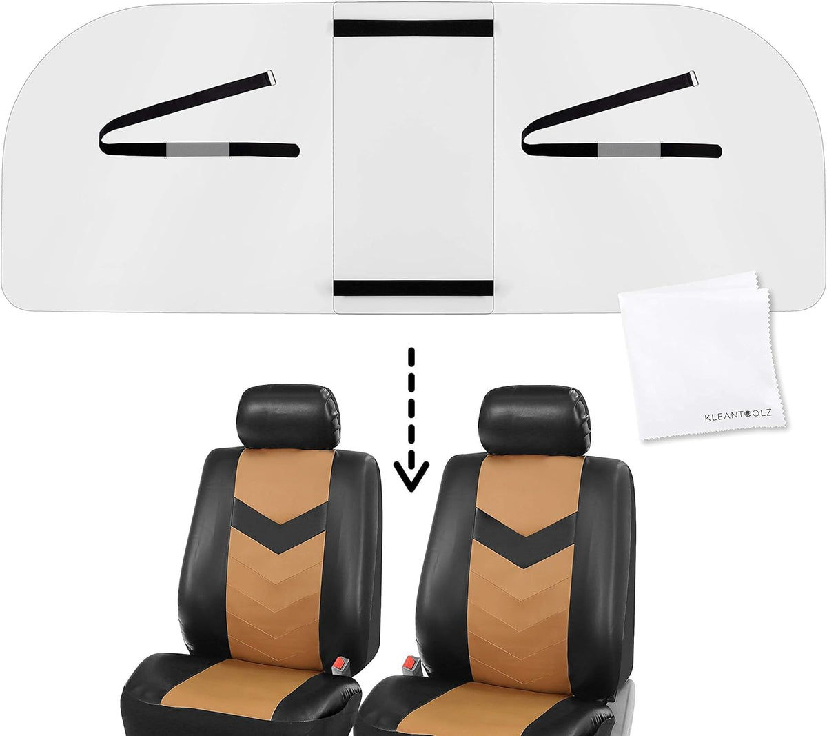 Adjustable Plexiglass Car Sneeze Guard Barrier with Microfiber Cloth W56216