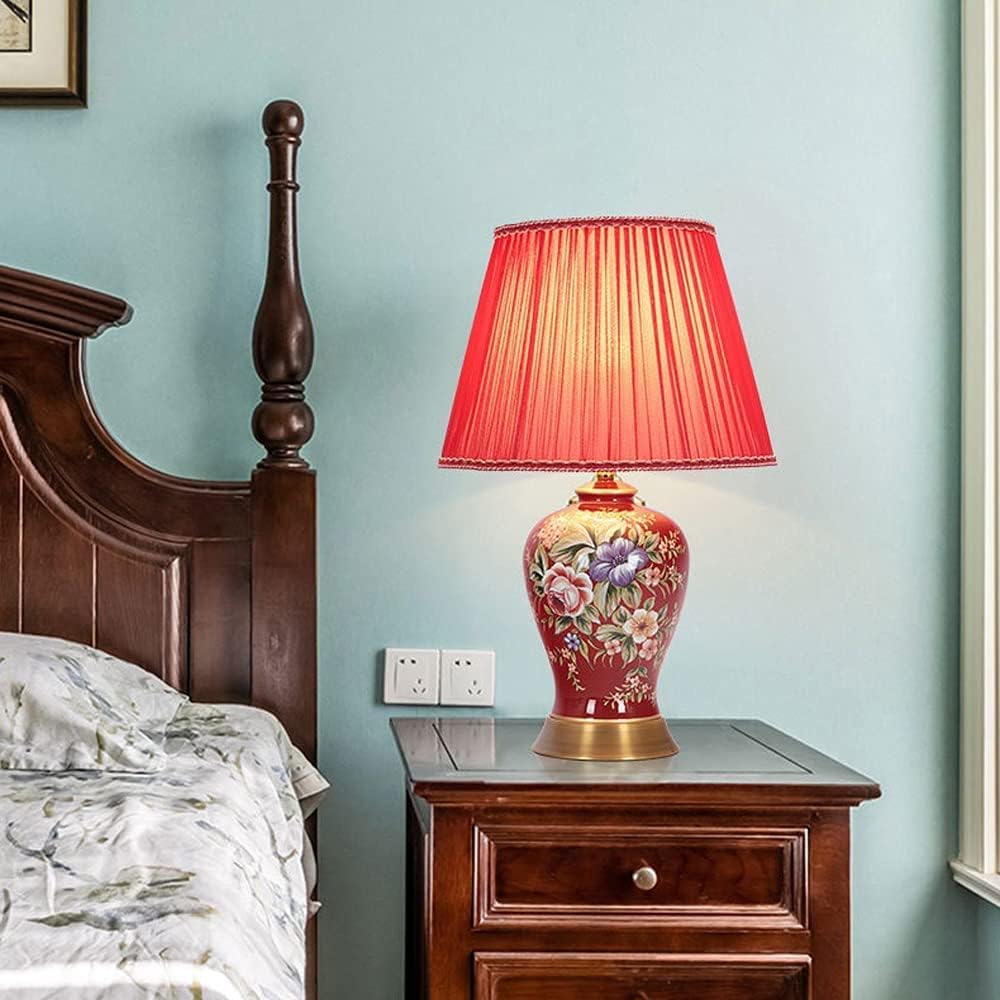 Red Glazed Ceramic Table Lamp N40820