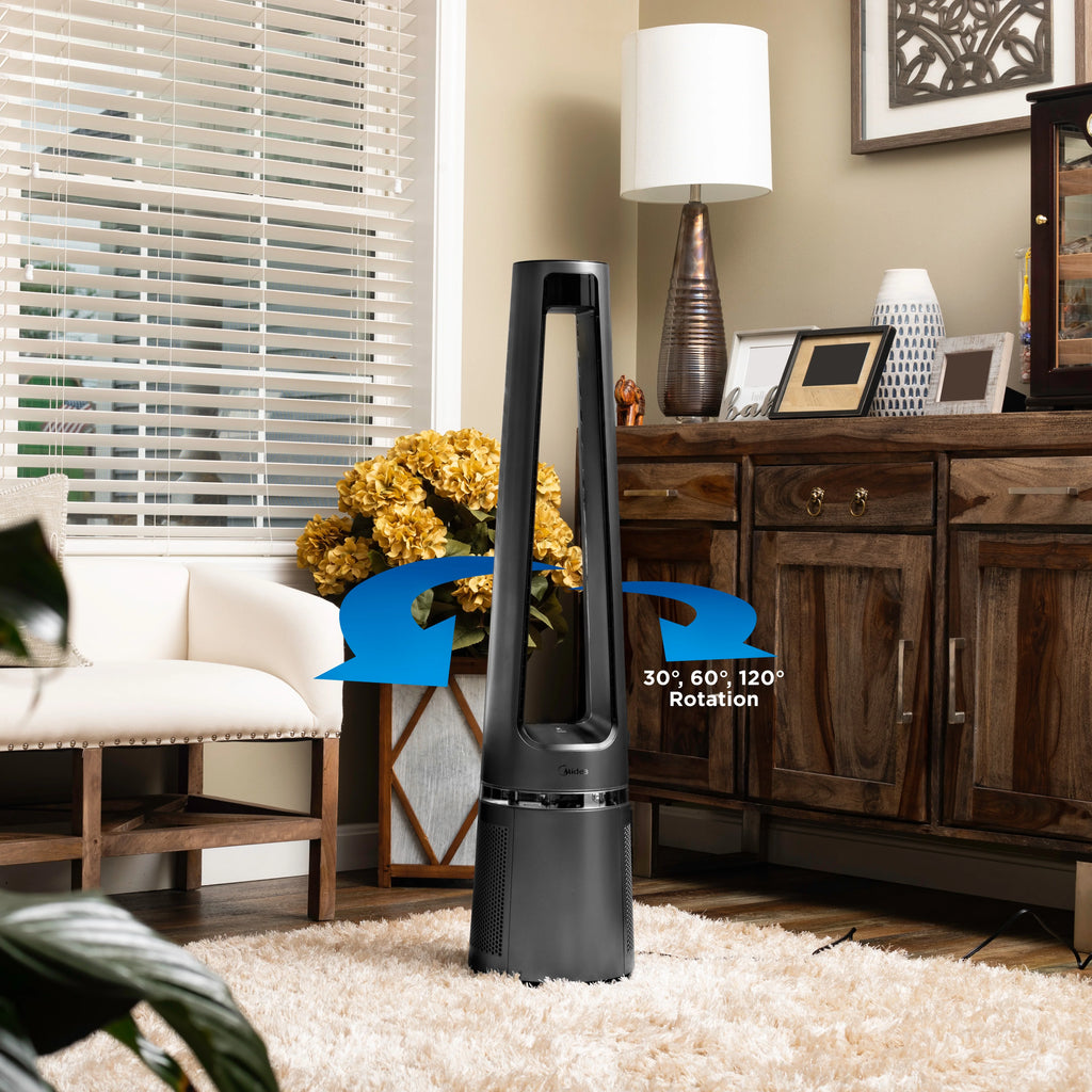 42" 12-Speed Bladeless DC Fan & HEPA Air Purifier with Remote Control, Silver O286947