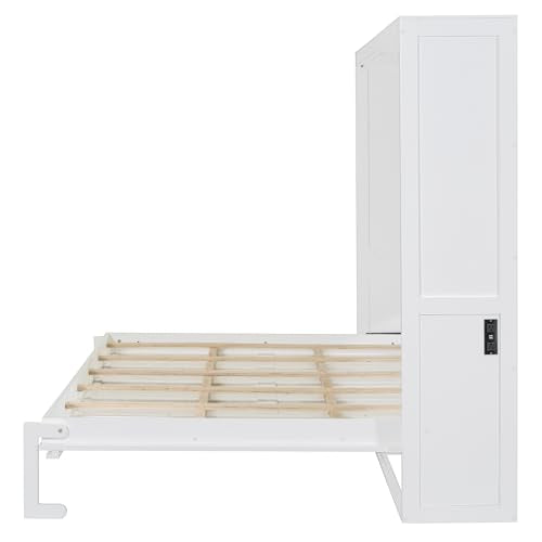 Gray Queen Size Murphy Bed with Sofa and Cabinet L503