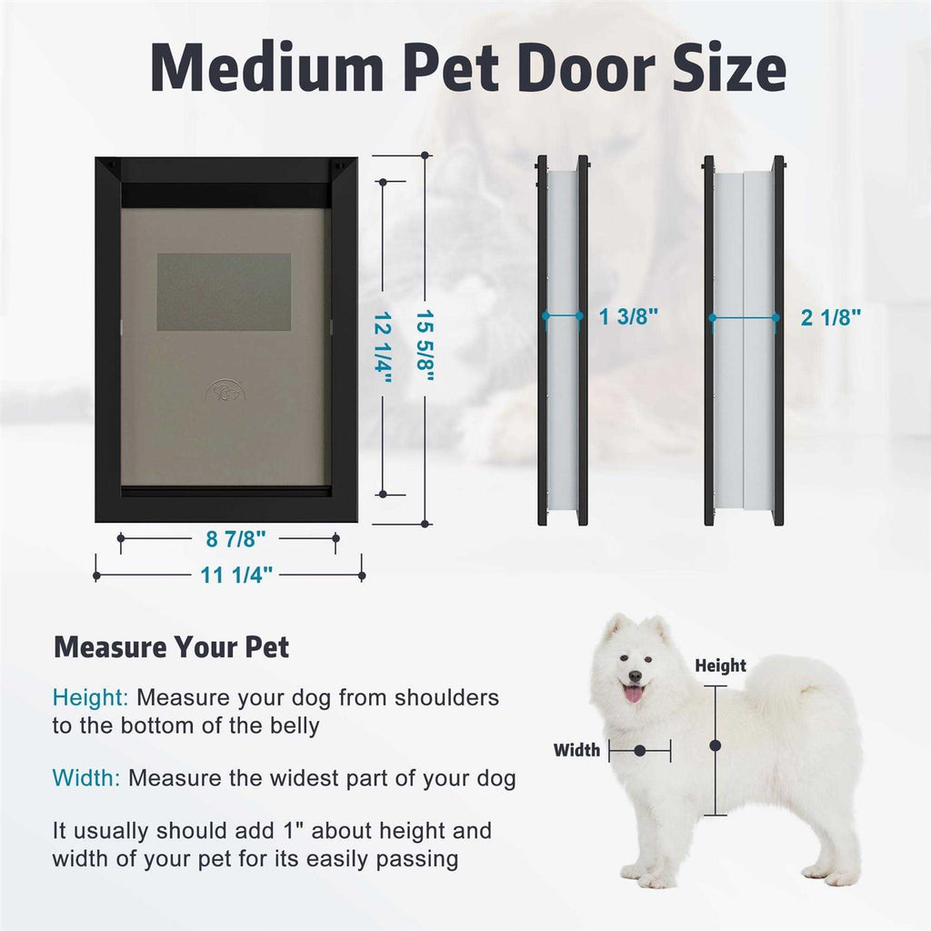 Weatherproof Dog Door with Sliding Lock Panel, Double Flap Q159195