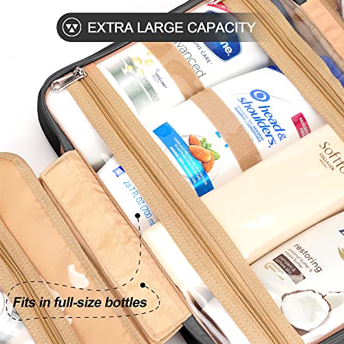 Navy Hanging Toiletry Bag with 8 Leak Proofing Silicone Bottle Covers Y40421