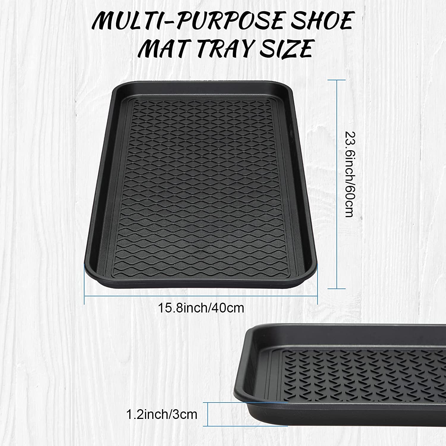 Black 24 x 16 x 1.2 Inch Waterproof Boot Tray D441