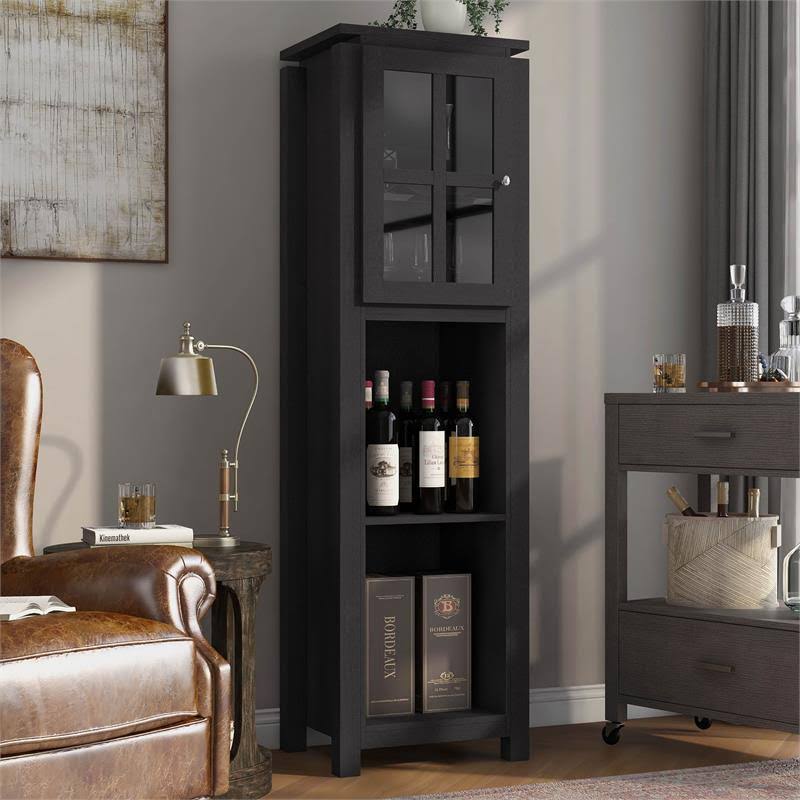 Black 4-Shelf Tower Cabinet P597