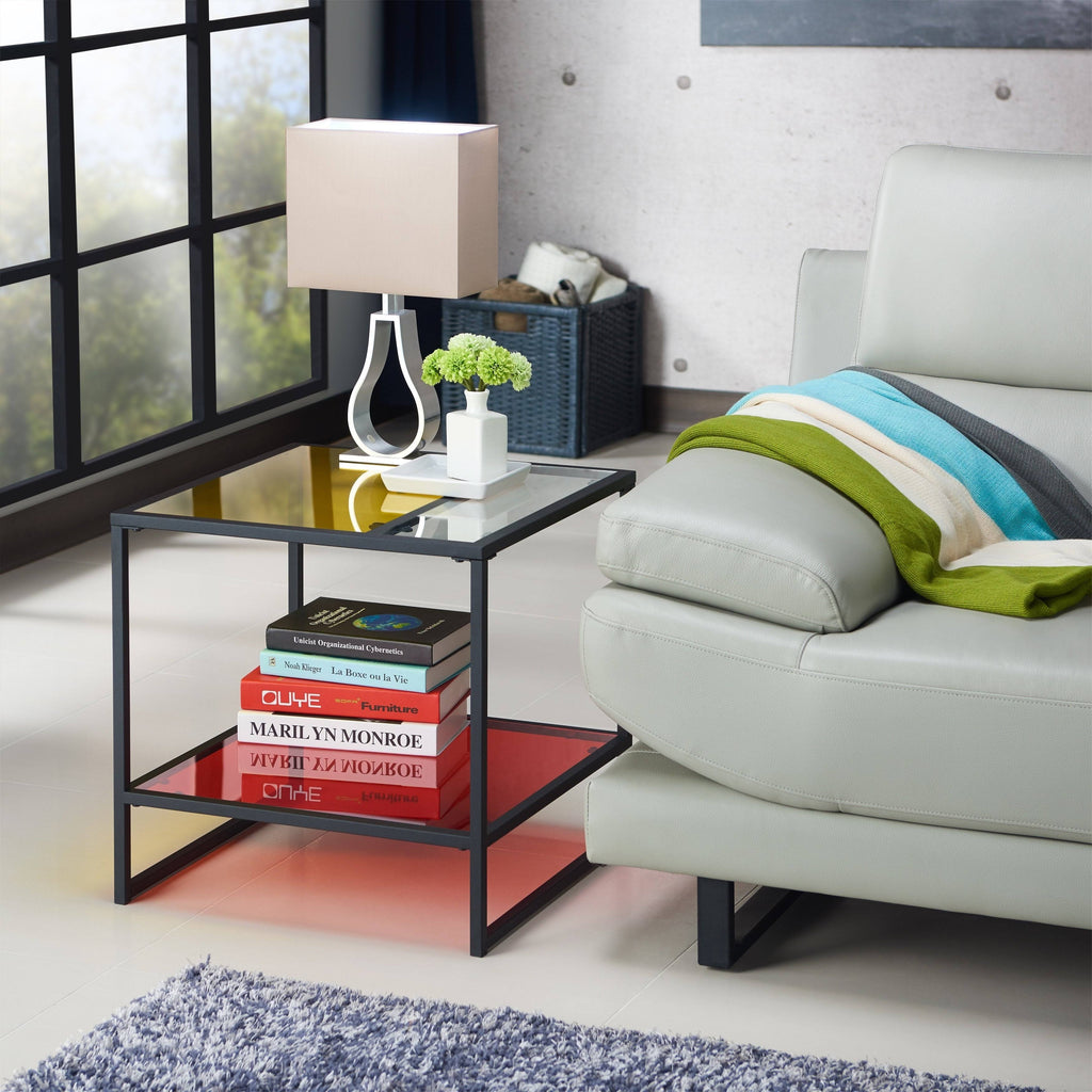 Multi-Color Glass Top End Table S338191