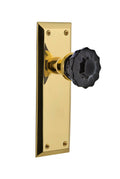 Crystal Black Glass Door Knob in Unlaquered Brass Q314256