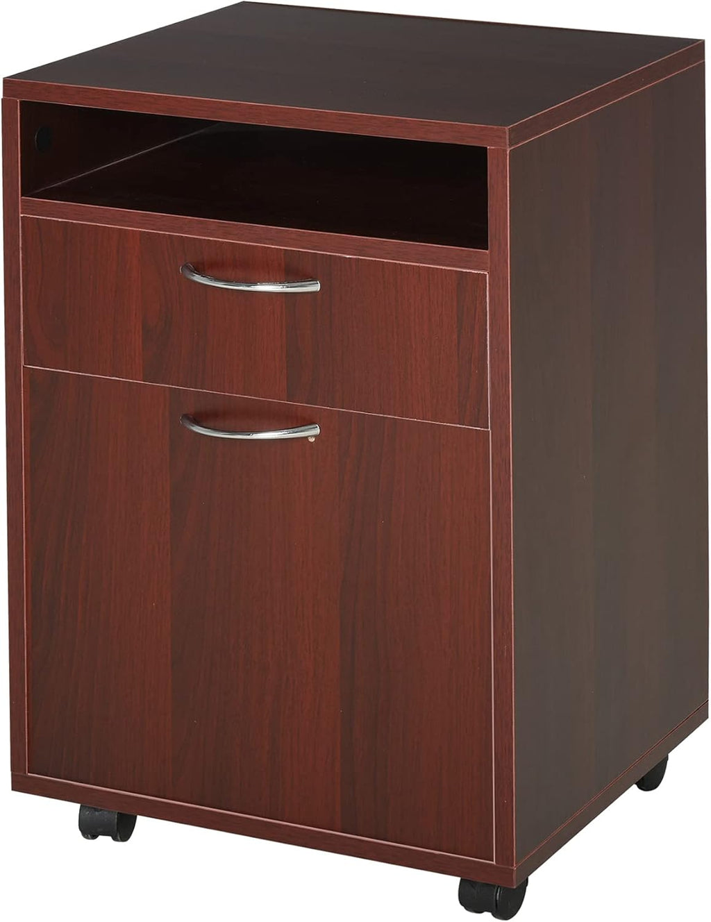 White Mobile File Cabinet with Lockable Drawer J991