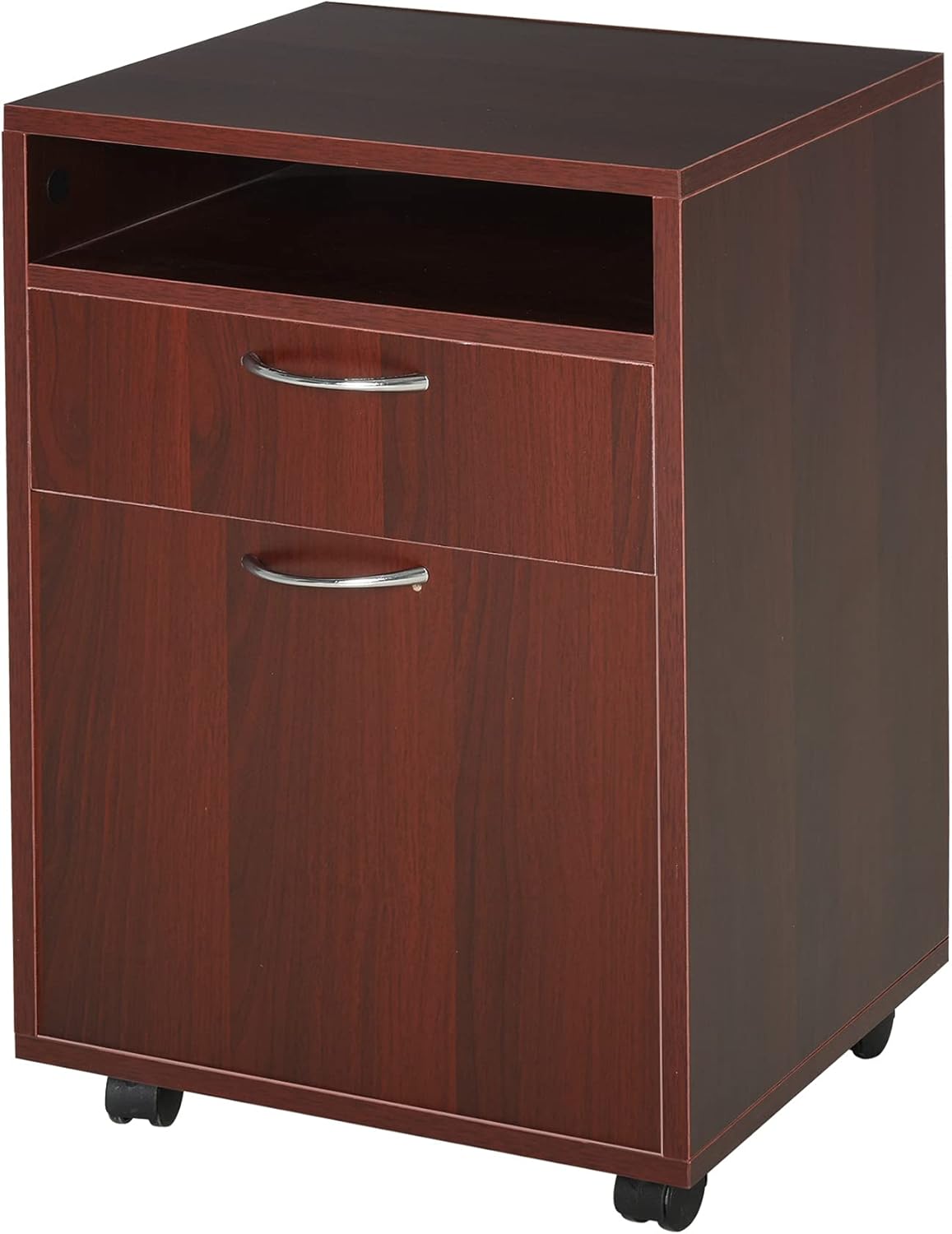 White Mobile File Cabinet with Lockable Drawer J991