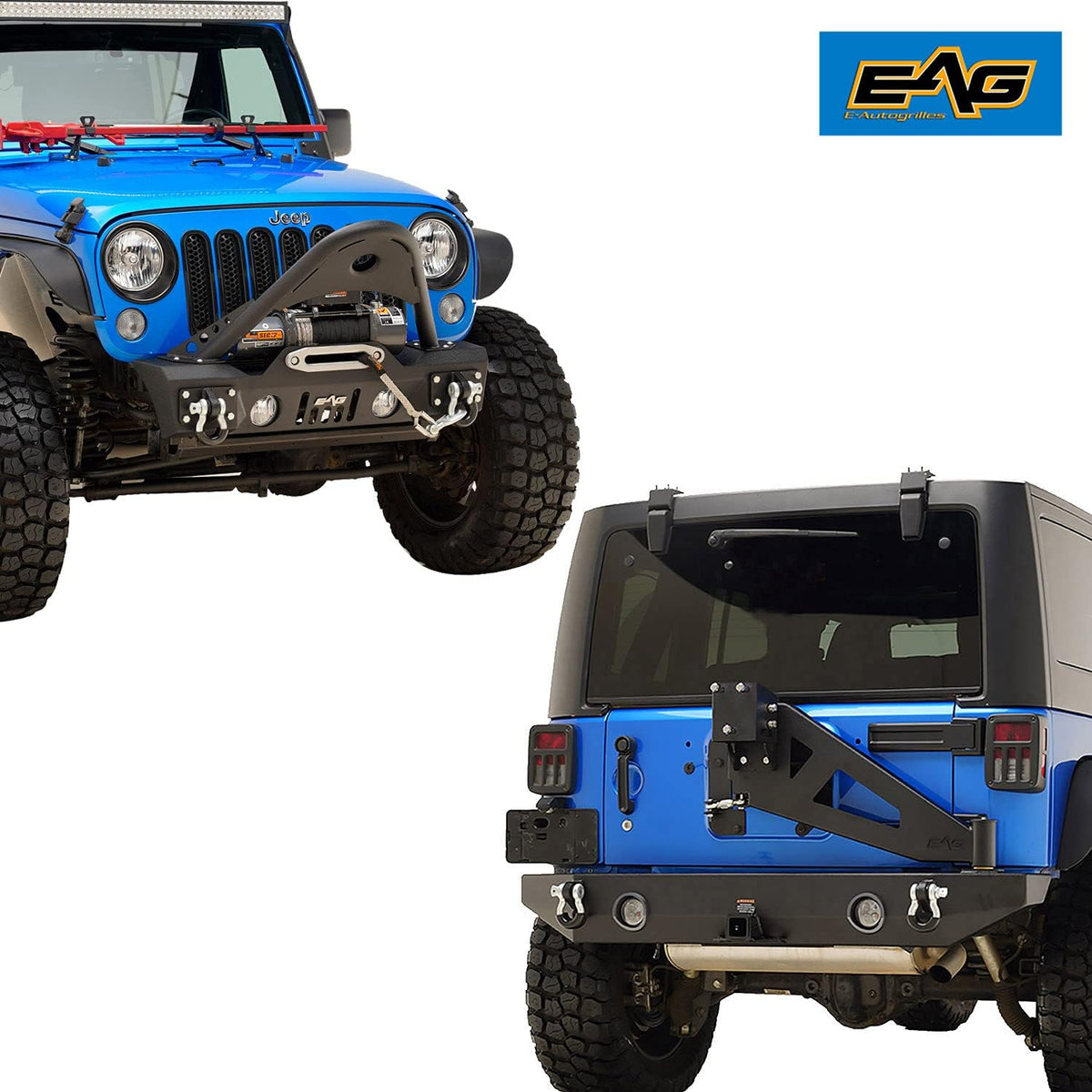 Front Bumper and Rear Bumper with Tire Carrier Combo for Wrangler JK A112957