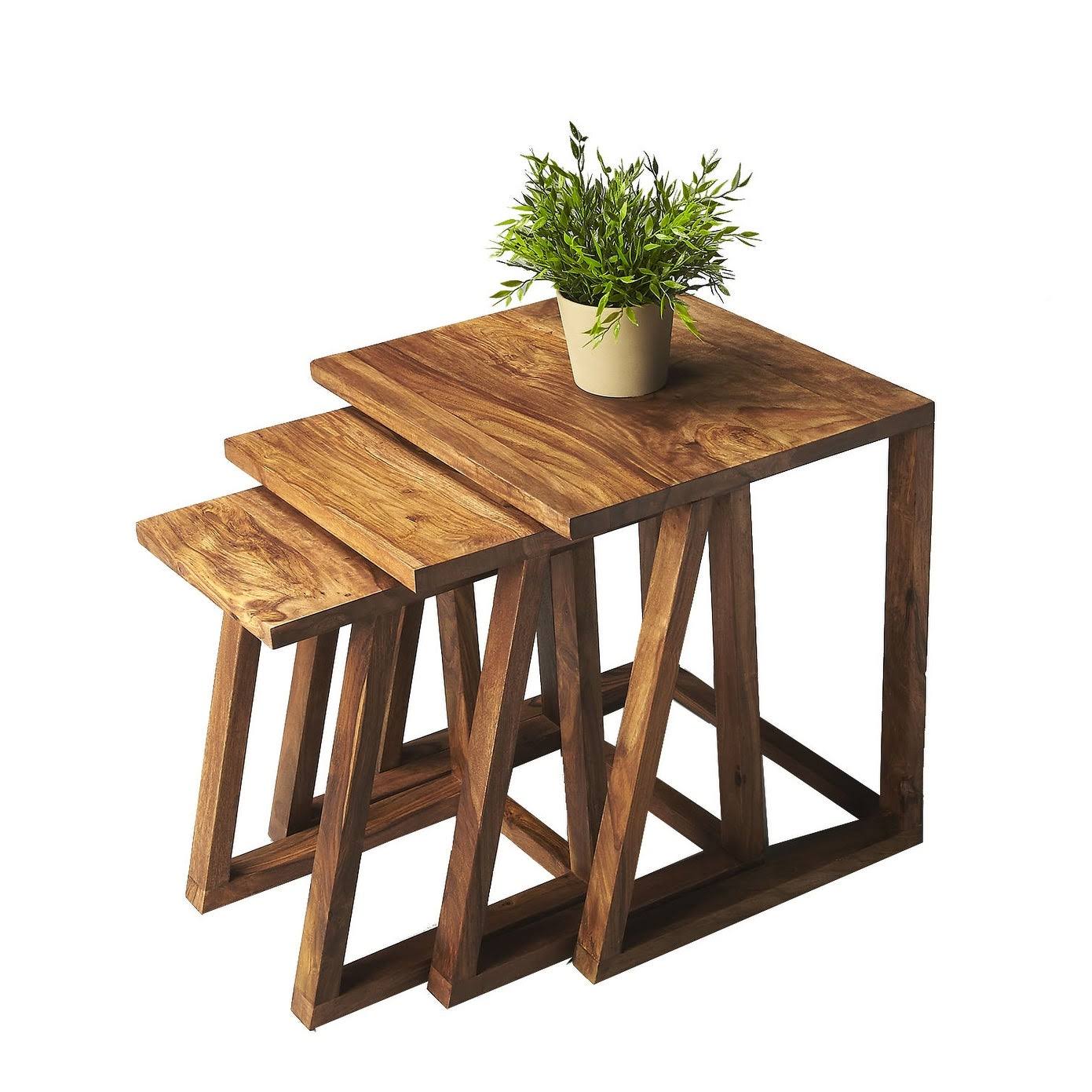 Light Brown Wooden Nesting Table K339716