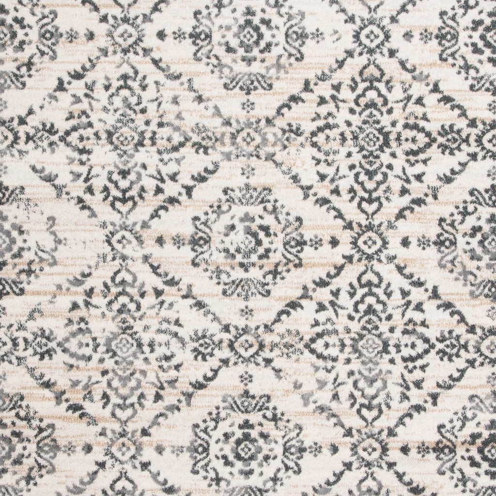 Geometric Floral Area Rug, Cream/Grey, 5'3" x 7'7" B7125