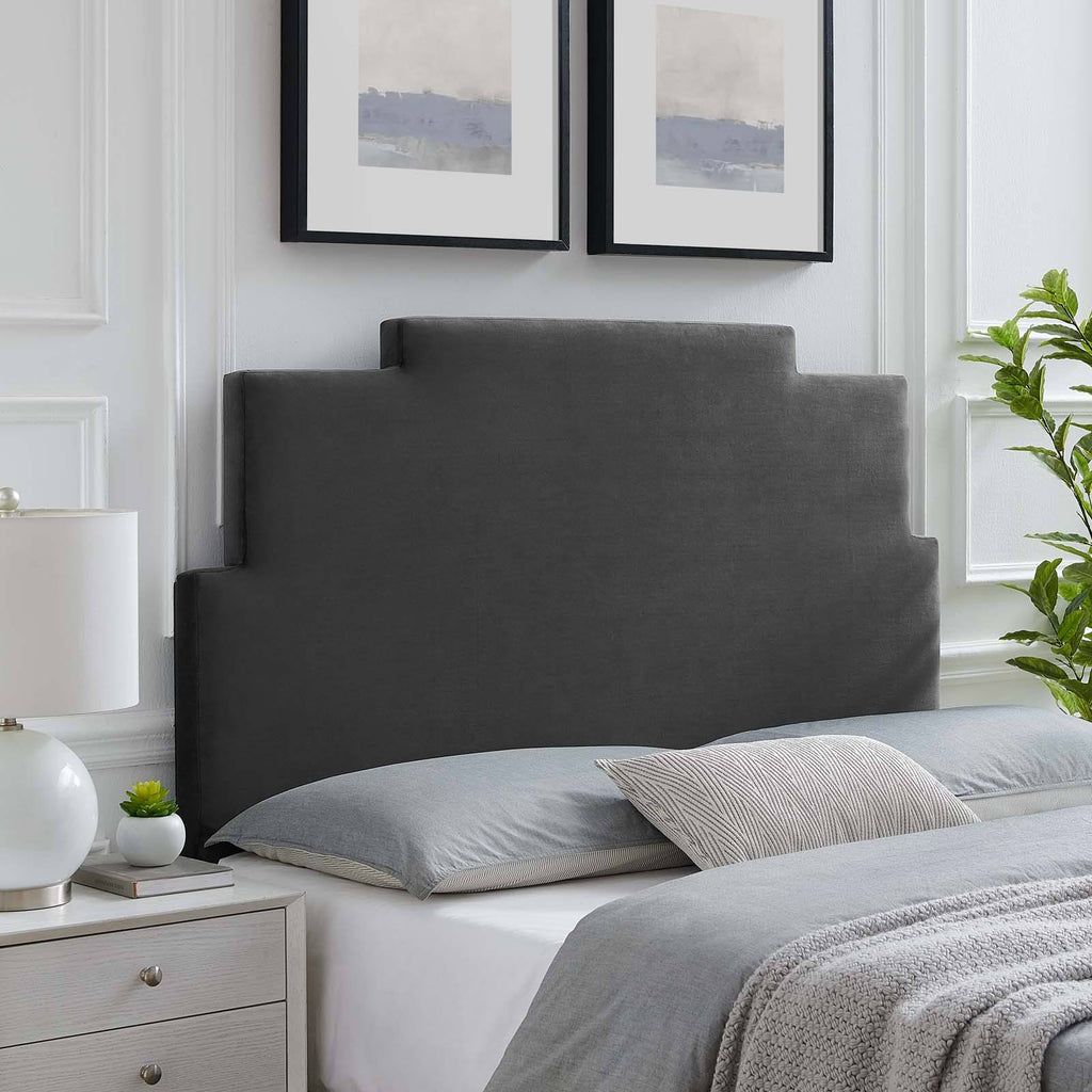Charcoal Performance Velvet Headboard King California King R372