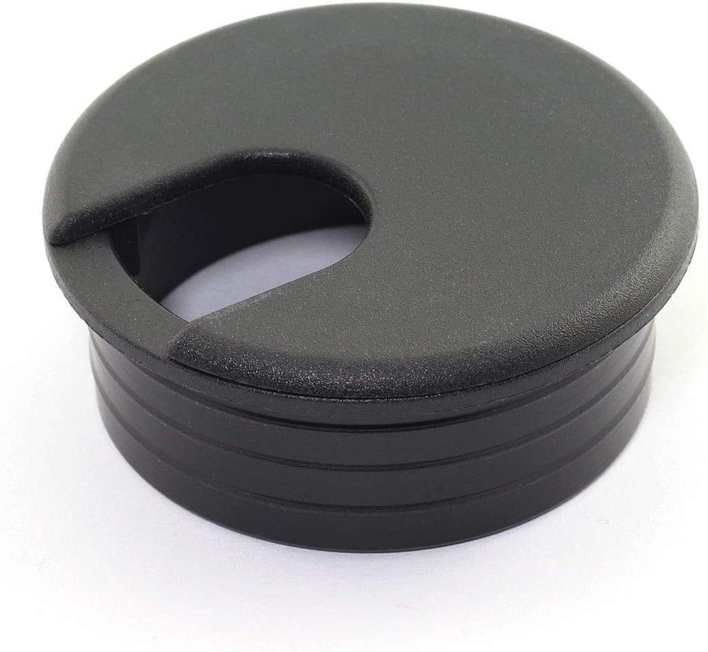 Black Plastic Desk Cable Grommets Pack of 2 C63035