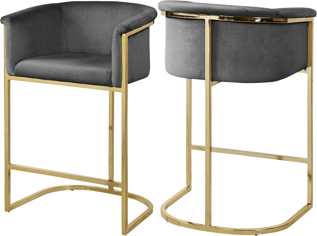 Grey Velvet Stool R871