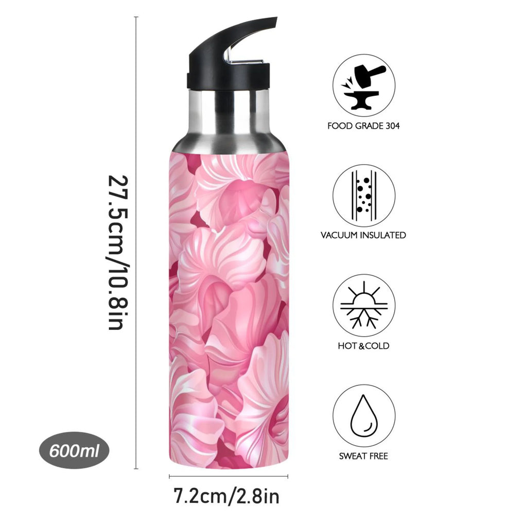 Pink Insulated Stainless Steel Water Bottle with Straw Lid 20 oz N63168
