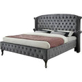 Full Size Bed with Wingback Headboard and Velvet Y58192