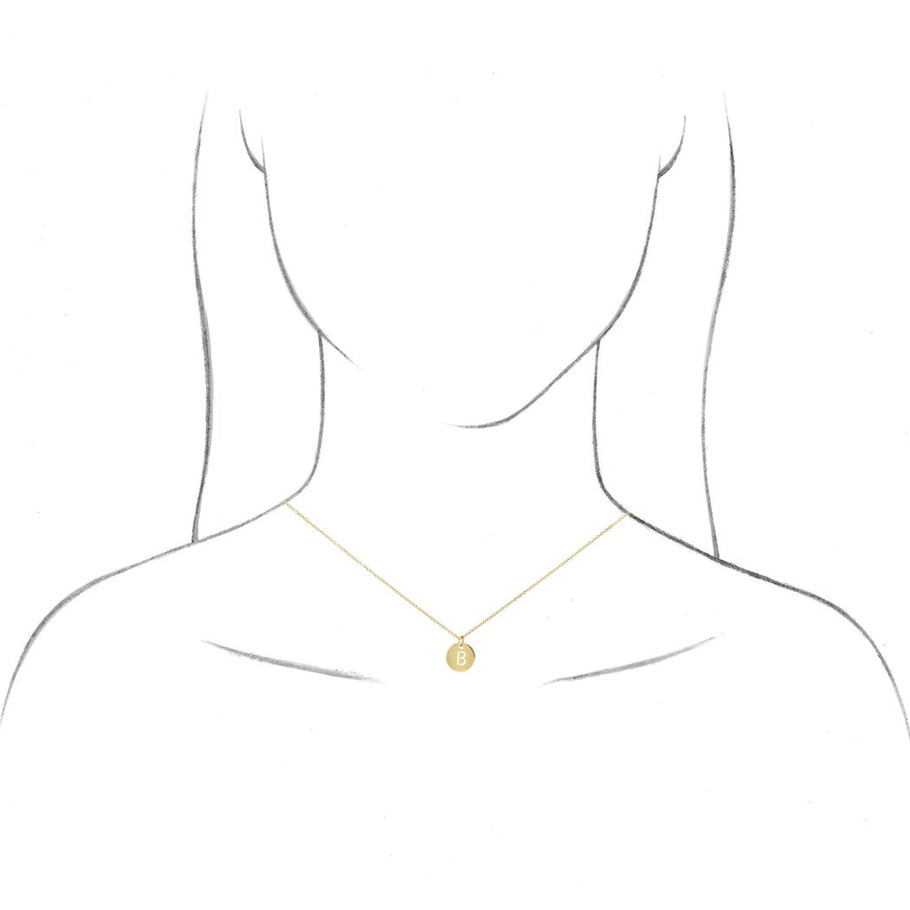 14k Yellow Gold Initial Disc Pendant Necklace Y898177