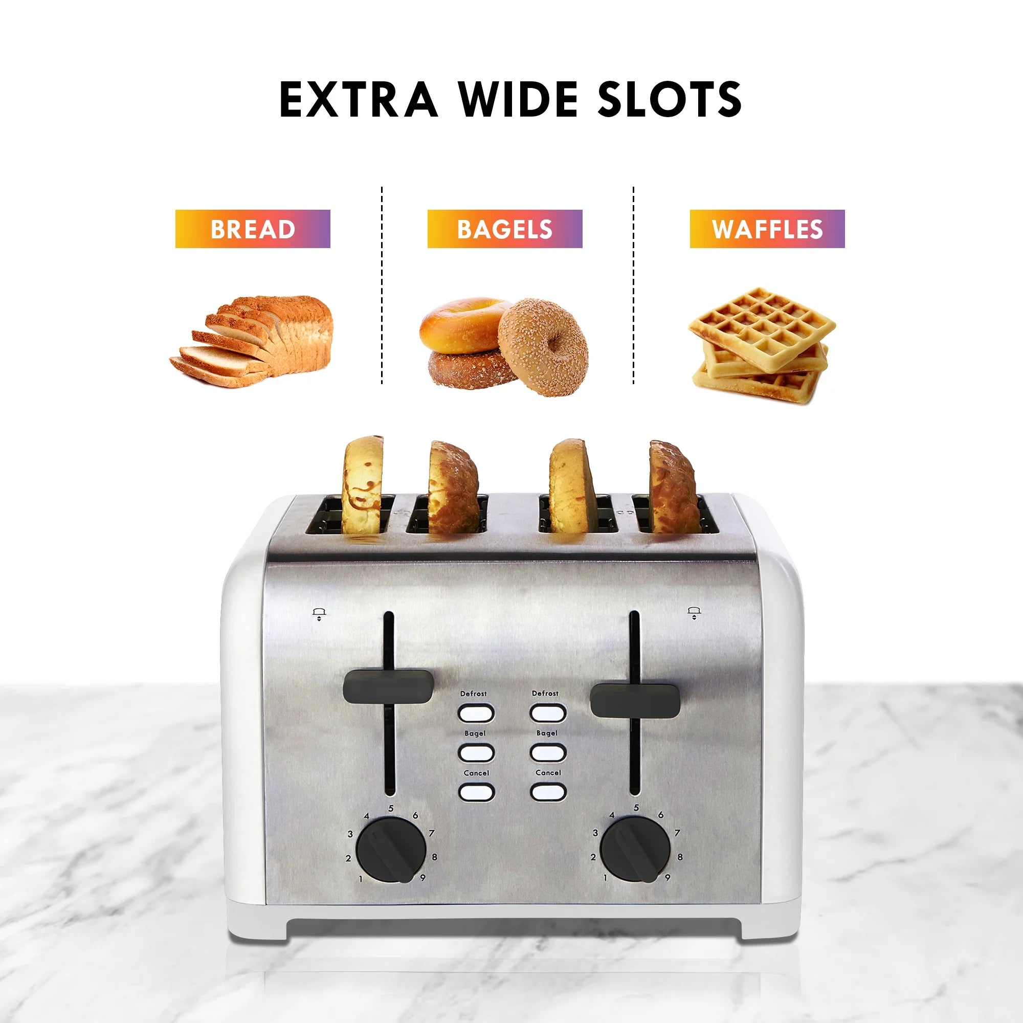 4-Slice Stainless Steel Toaster with Dual Controls Y3669