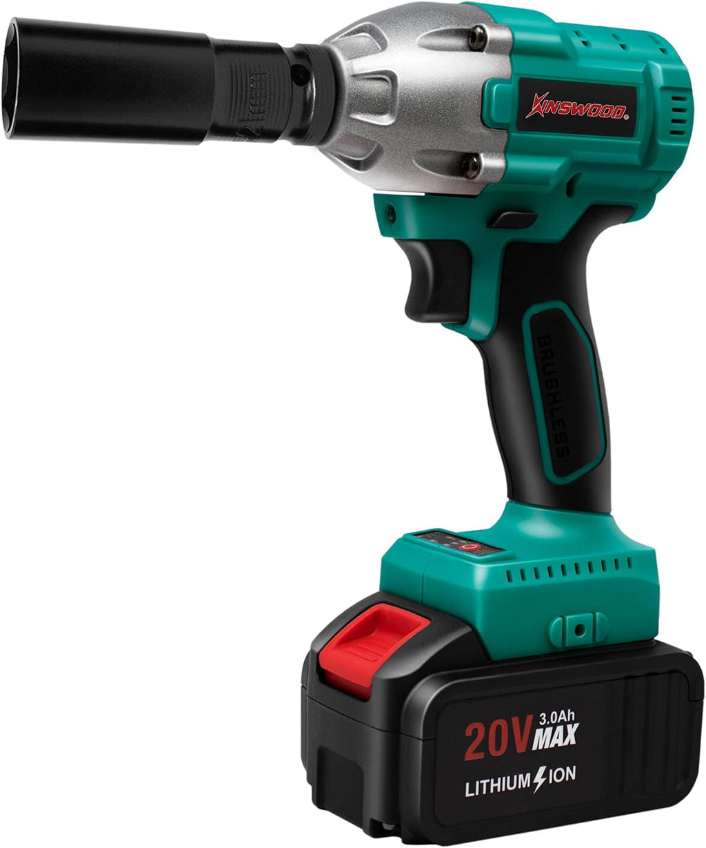Cordless Impact Wrench, 1/2 Chuck, 3100RPM, 320 ft-lbs, 20V 2x3.0AH Battery Y1538