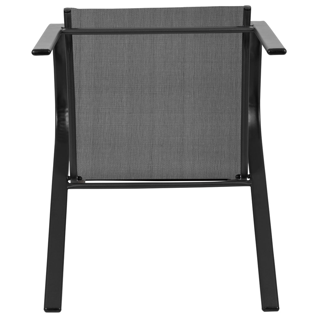 5 Pack Black Outdoor Stack Chair with Metal Frame M7831