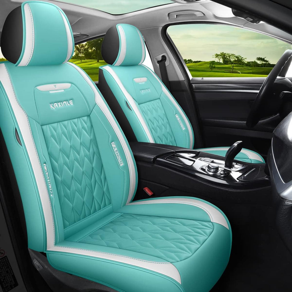Green Faux Leather Car Seat Covers 5 Seats Full Set F82887