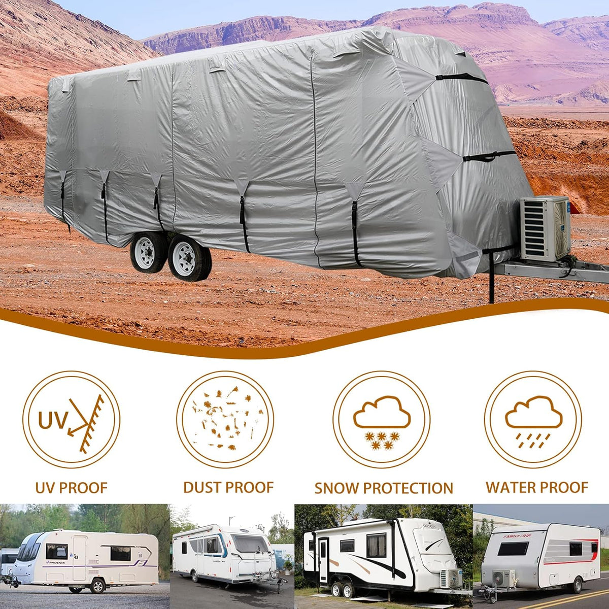 27-30' Windproof Anti-UV Camper Cover with Jack Cover and 4 Tire Covers R434604