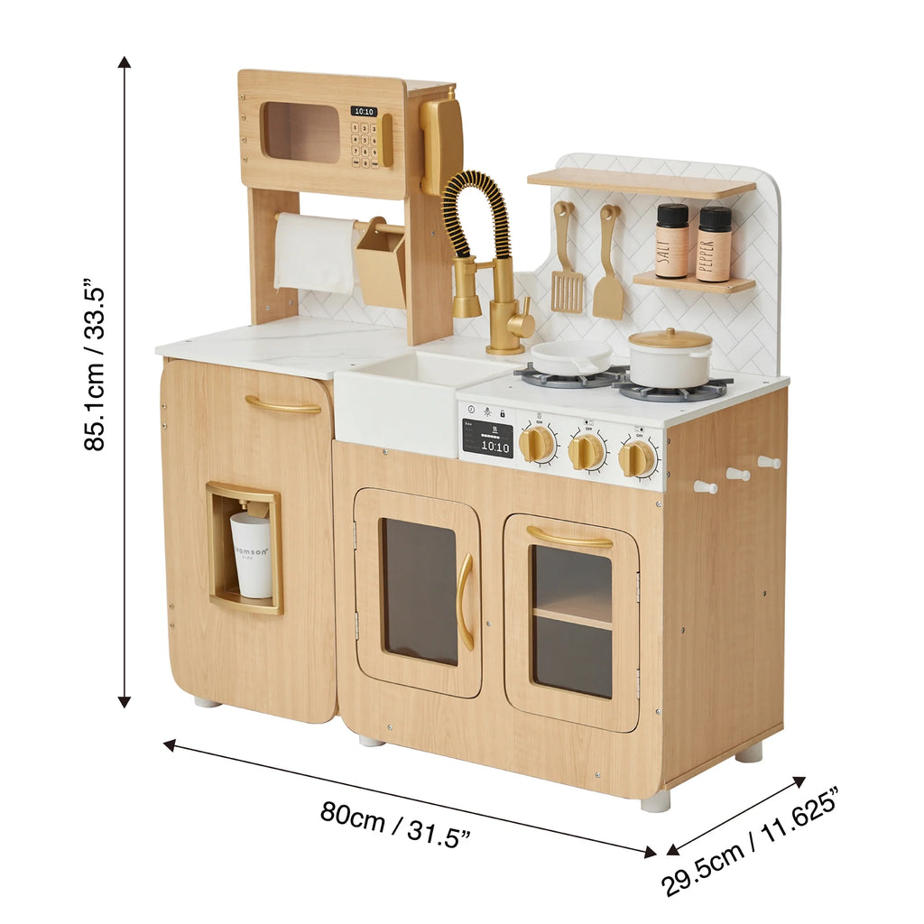 Medium Play Kitchen with Kitchen Accessories, Light Oak/White I801153