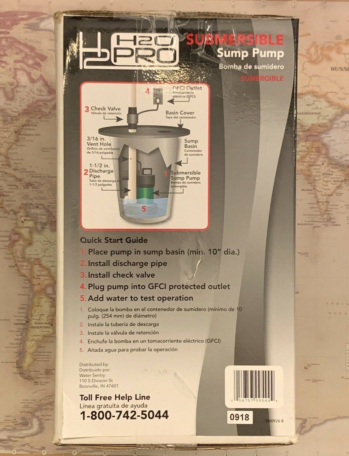 Cast Iron Submersible Sump Pump, 1/3-HP G763995