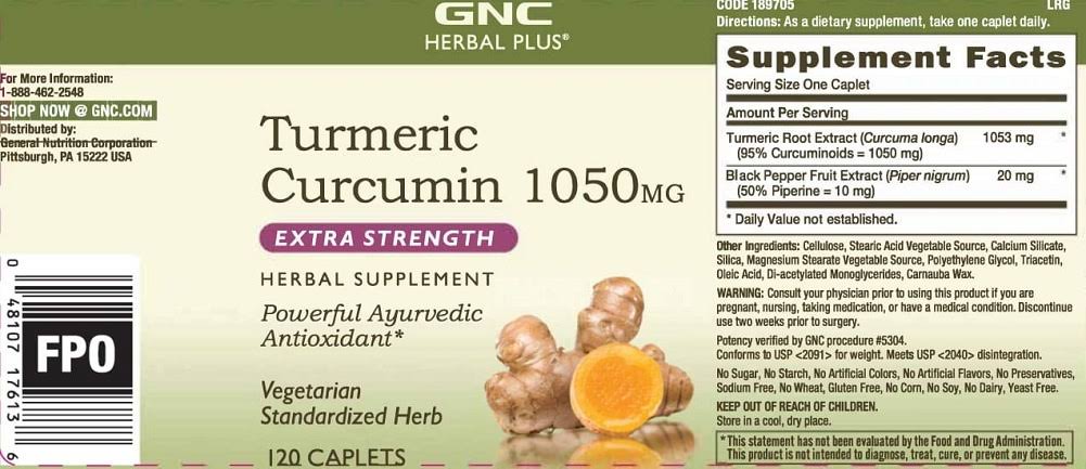 Turmeric Curcumin 1000 mg 120 Caplets H2993