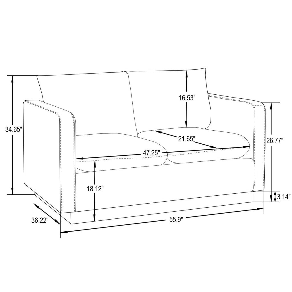 Beige Leather Loveseat with Gold Frame Y44108