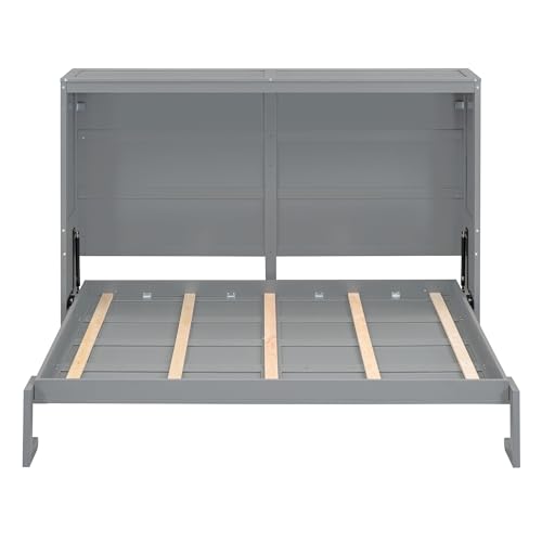 Gray Queen Solid Wood Murphy Cabinet Bed J80499