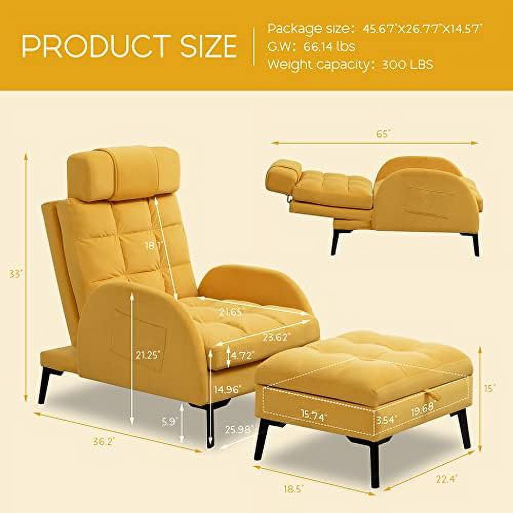 Yellow Velvet Accent Chair with Ottoman R806395