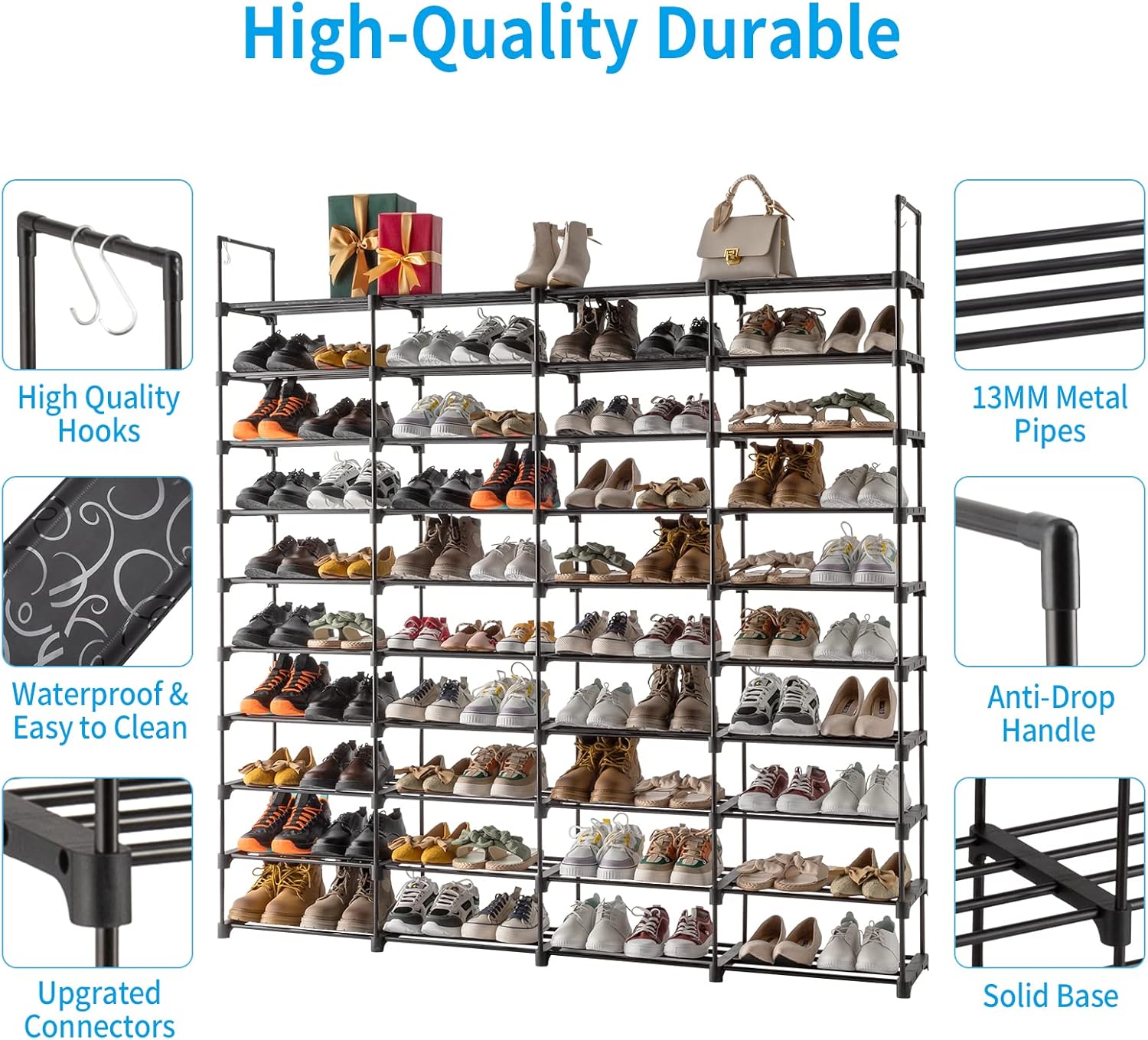 Black 80 Pairs Metal Shoe Rack G721703