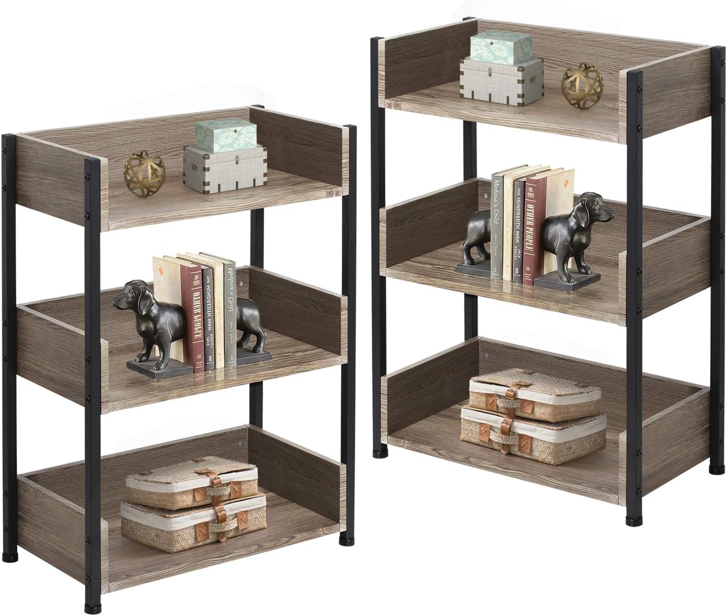 Brown 3-Tier Industrial Bookcase O28701