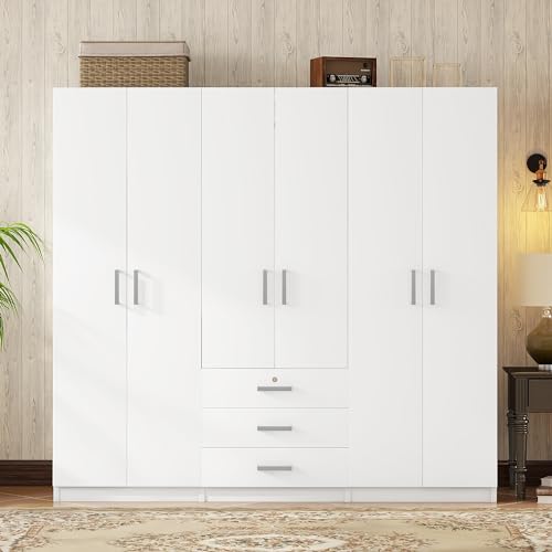 Gray 6 Door Wooden Wardrobe V596975