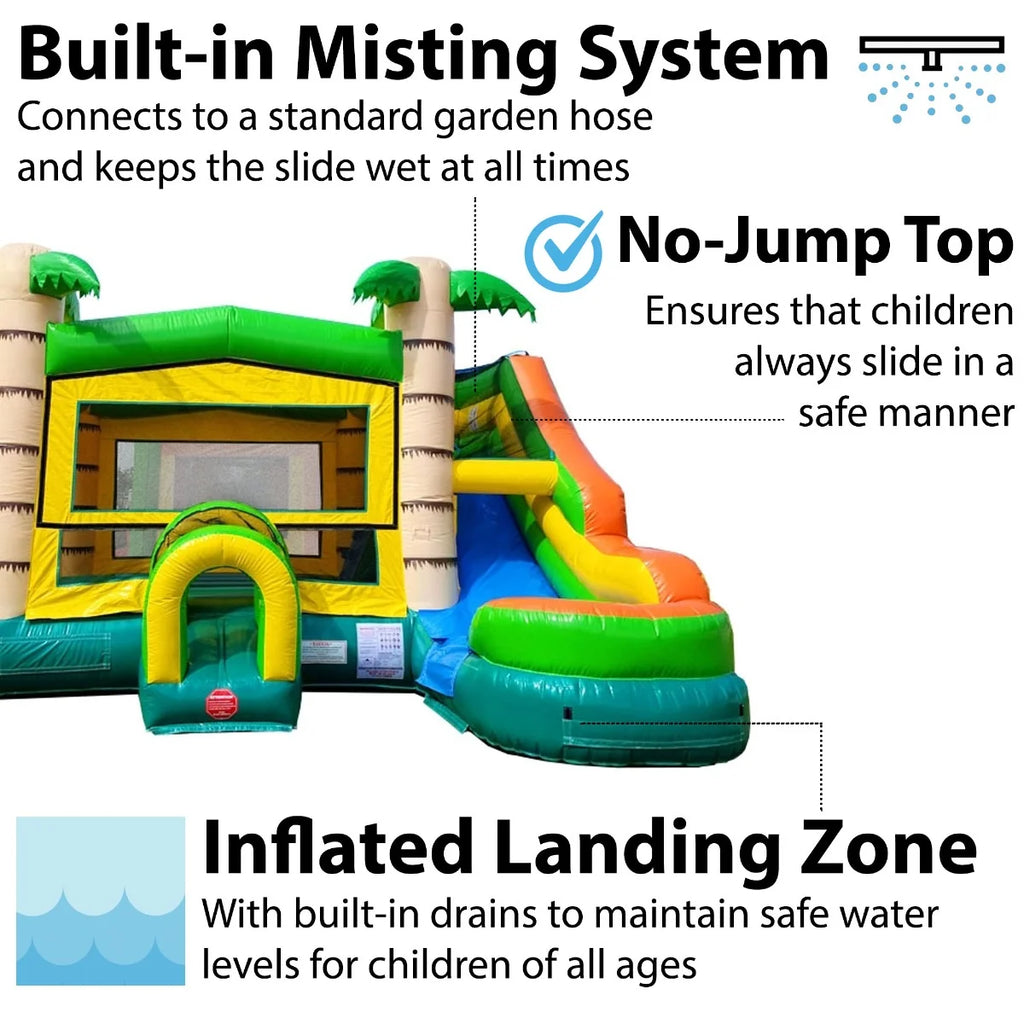 Tropical Inflatable Water Slide Bounce House Combo with Blower D382910