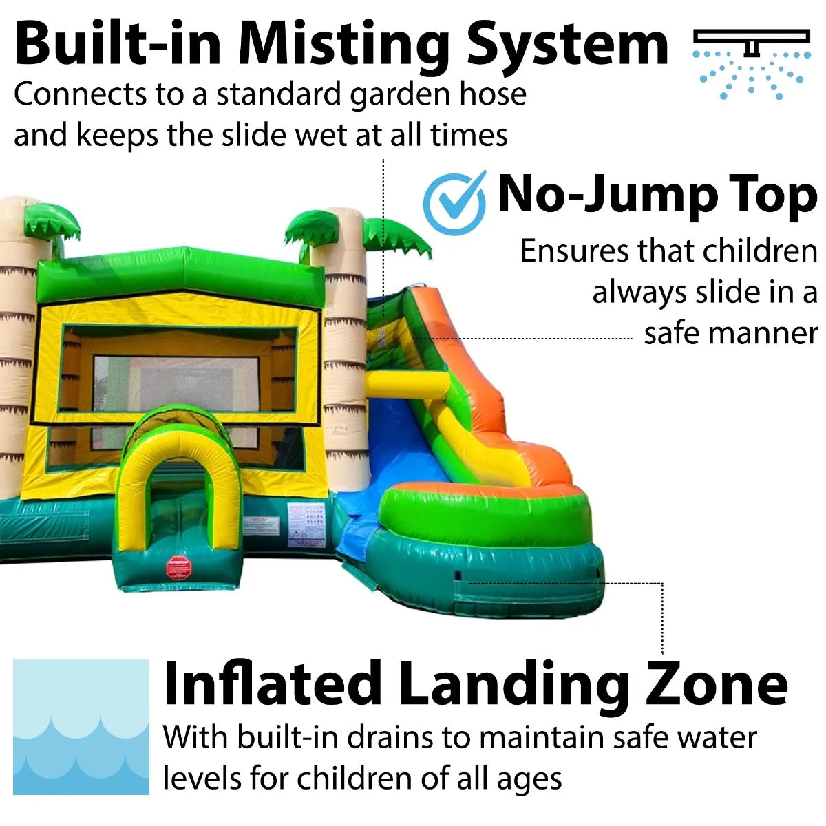 Tropical Inflatable Water Slide Bounce House Combo with Blower D382910