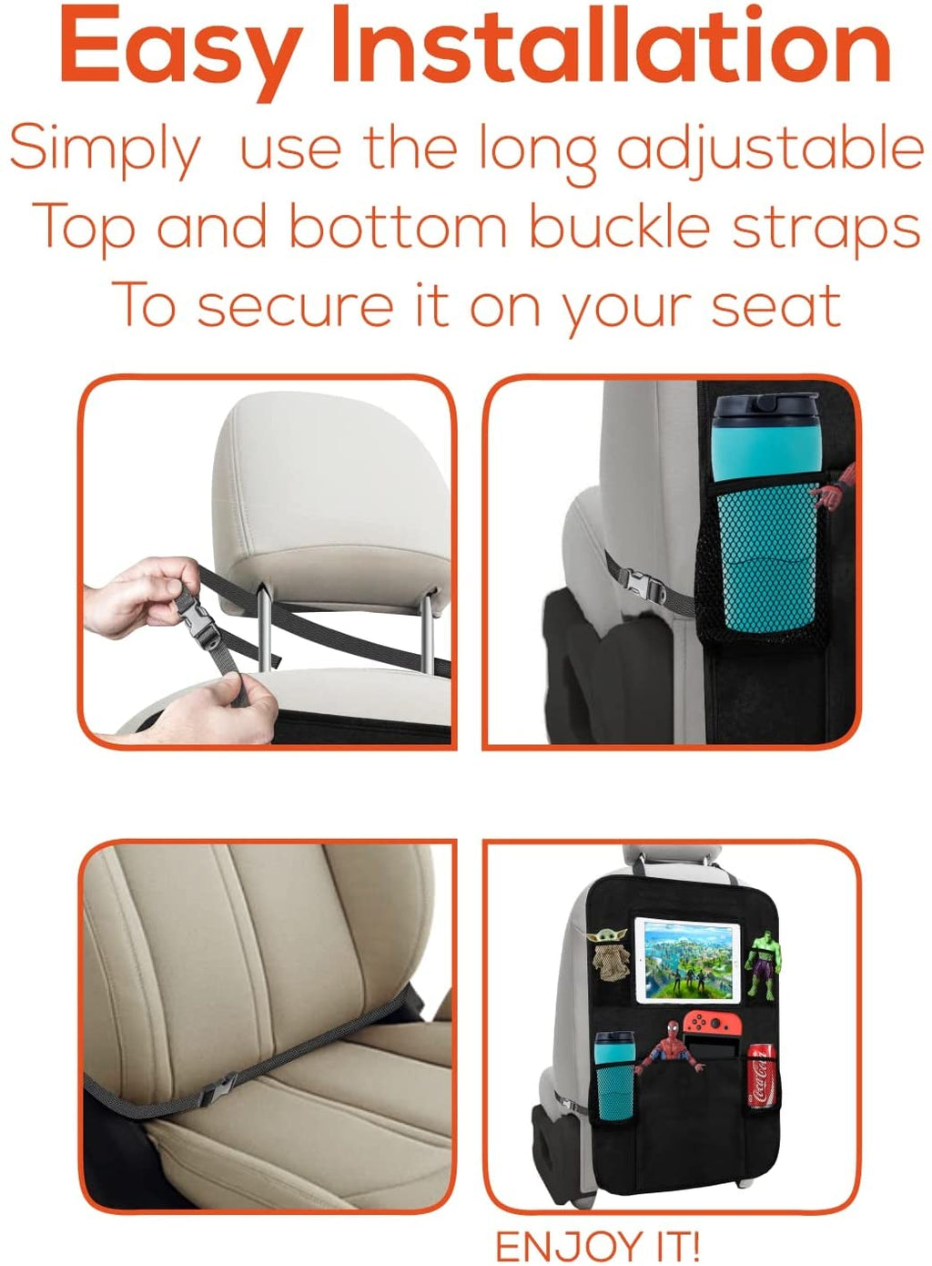 Black 2 Pack X-Large Backseat Car Organizer with 5 Pockets X6376