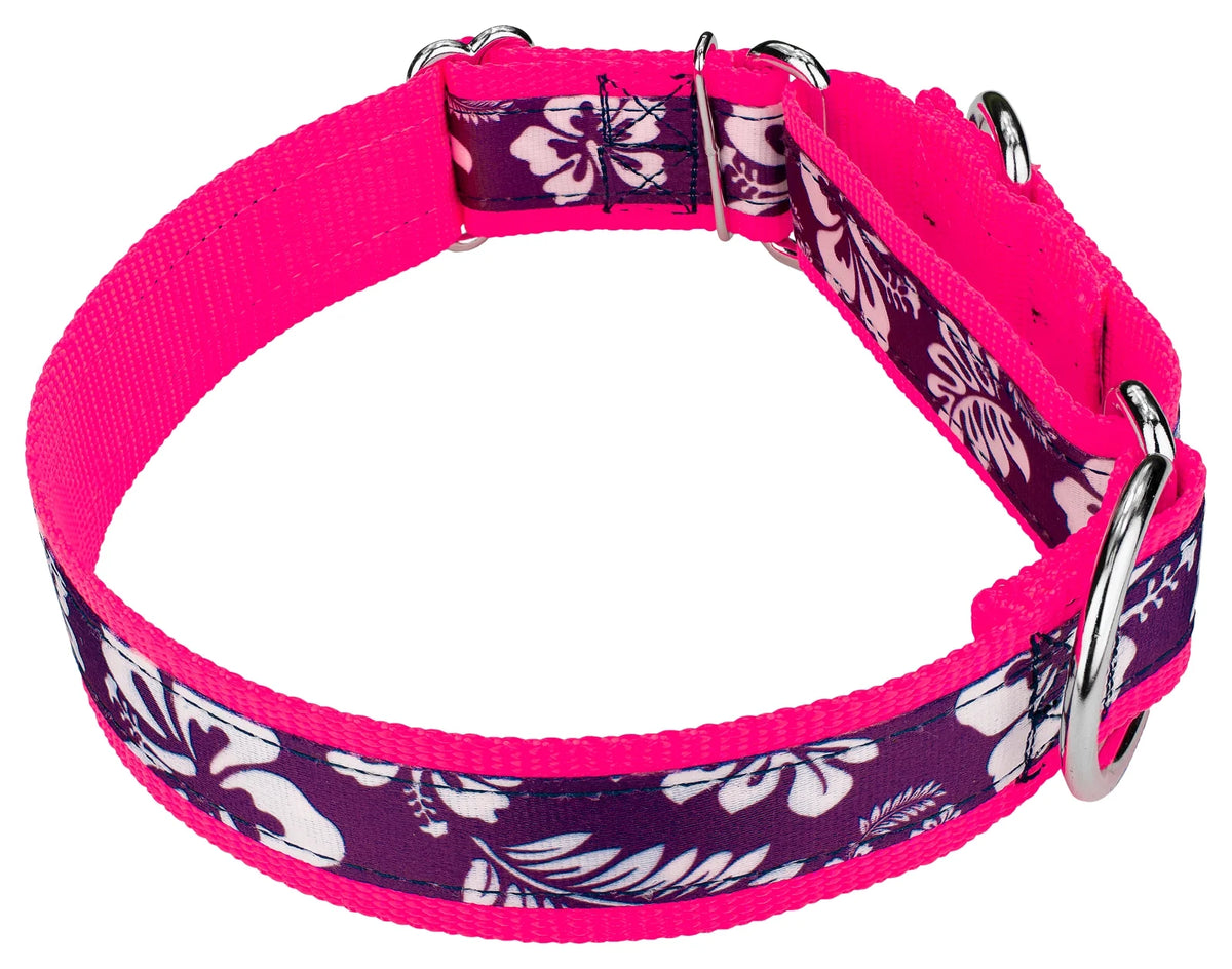 Purple Hawaiian Martingale Dog Collar, 1 1/2 inch, Large X23639