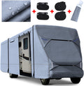 Windproof Waterproof Class C RV Cover for 26’-29’ Motorhome with 2Pcs Extra Long Straps & Gutter Covers L303770
