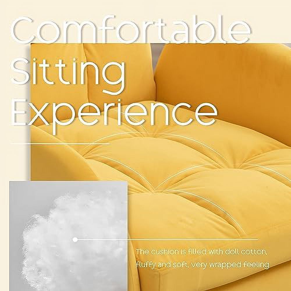 Yellow Velvet Accent Chair with Ottoman R806395