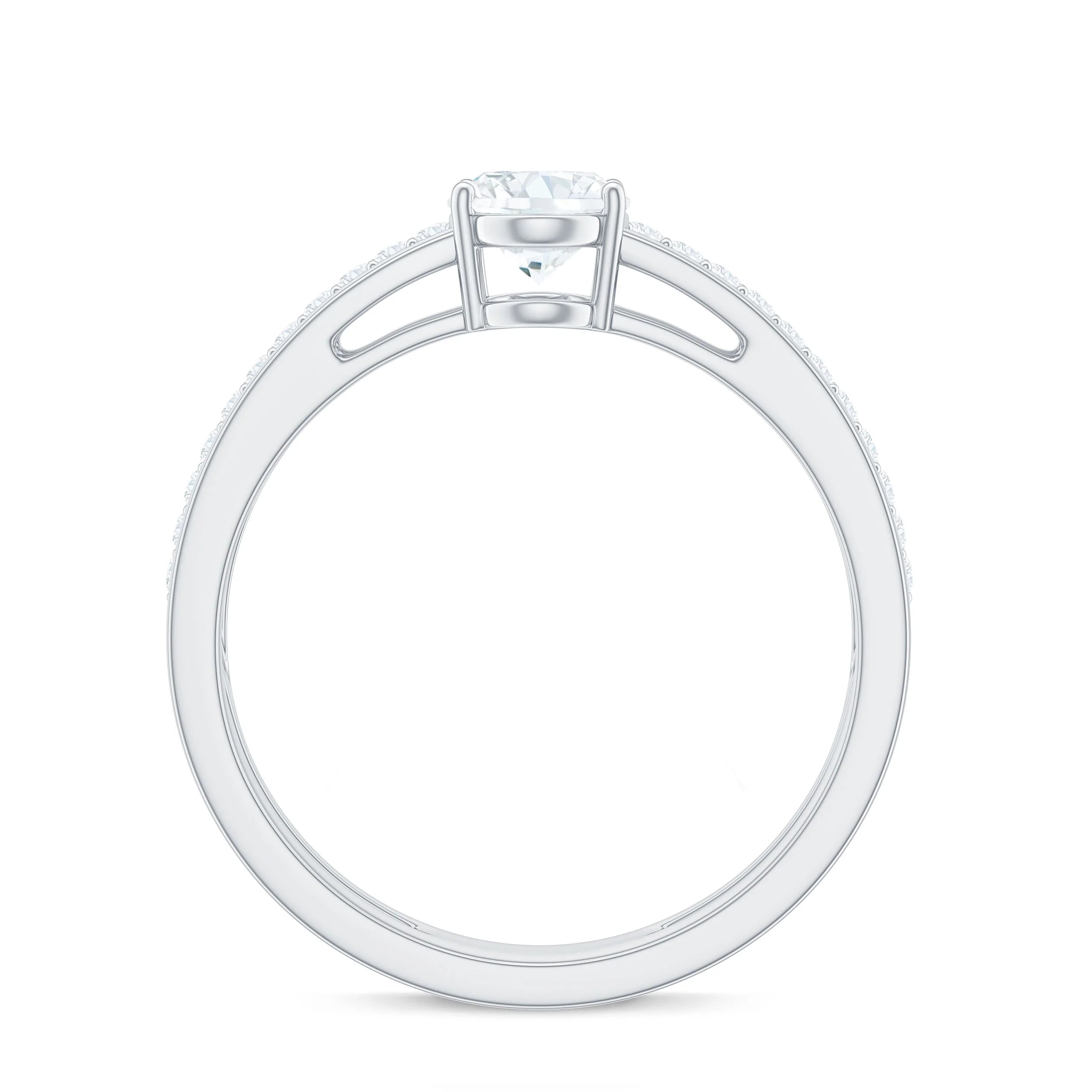 Oval Cut Moissanite Solitaire Double Band Ring, 925 Sterling Silver U65153