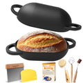 Enameled Cast Iron Oval Bread Oven with Non-Stick Silicone Liner, 2QT, Black Z34071